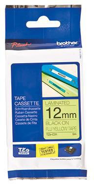 Schriftbandkassette Brother P-touch TZe-C31 12 mm x 5 m (B x L) signalgelb schwarz BROTHER