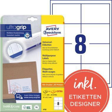 Universaletikett Avery Zweckform ultragrip 97 x 677 mm (B x H) Papier weiß 240 Etik/Pack AVERY ZWECKFORM