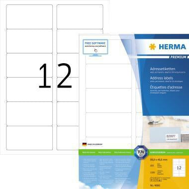 Universaletikett HERMA PREMIUM 889 x 466 mm (B x H) nicht wieder ablösbar Papier weiß 1200 Etik/Pack HERMA