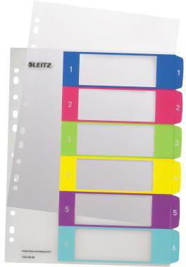 Zahlenregister Leitz WOW DIN A4 Überbreite 1-6 Polypropylen mehrfarbig LEITZ