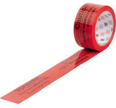 Signalklebeband HECKMANN 60 mm x 50 m (B x L) Polypropylen rot Vorsicht hochempfindliche Elektrogeräte HECKMANN