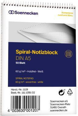 Notizblock Soennecken DIN A5 kariert 50 Bl Soennecken DIN A5 kariert 50 Bl SOENNECKEN