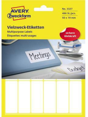 Universaletikett Avery Zweckform 50 x 19 mm (B x H) nicht wieder ablösbar Papier weiß 486 Etik/Pack AVERY ZWECKFORM