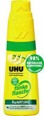 Alleskleber UHU® flinke Flasche ReNATURE auswaschbar nachfüllbar 40g UHU