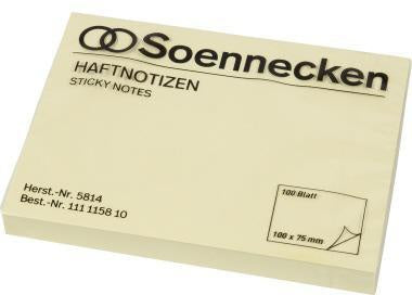 Haftnotiz Soennecken 100 x 75 mm (B x H) gelb 100 Bl SOENNECKEN