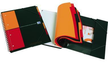 Collegeblock Oxford International Organiserbook DIN A4+ kariert 80g/m² Polypropylen grau/orange/rot 80 Bl OXFORD – Ansicht 3