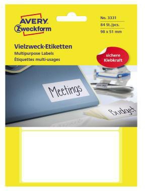 Universaletikett Avery Zweckform 98 x 51 mm (B x H) nicht wieder ablösbar Papier weiß 84 Etik/Pack AVERY ZWECKFORM