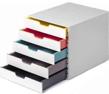 Schubladenbox DURABLE VARICOLOR® MIX 5 5 Schubladen DIN A4 DIN C4 Folio Letter ABS Kunststoff Gehäusefarbe: weiß Farbe der