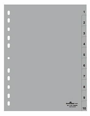 Zahlenregister DURABLE DIN A4 1-10 Polypropylen grau DURABLE DIN A4 1-10 Polypropylen grau DURABLE