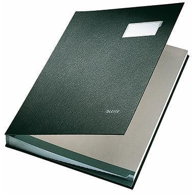 Unterschriftenmappe Leitz DIN A4 Graupappe 100 % recycelt schwarz grau 20 Fächer LEITZ