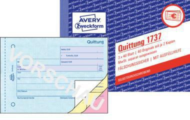 Quittung Avery Zweckform DIN A6 quer selbstdurchschreibend 2 Durchschläge 3 x 40 Bl AVERY ZWECKFORM