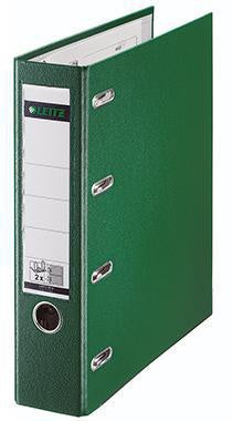 Doppelordner Leitz 75mm 2 x DIN A5 quer 4 Bügel Graupappe recycelt grün LEITZ