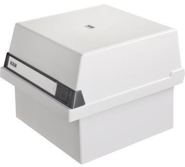Karteikasten HAN 235 x 19 x 25 cm (B x H x T) DIN A5 quer 800 Karten Polystyrol lichtgrau 1 Stützplatte HAN