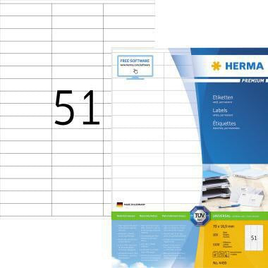 Universaletikett HERMA PREMIUM 70 x 169 mm (B x H) nicht wieder ablösbar Papier weiß 5100 Etik/Pack HERMA