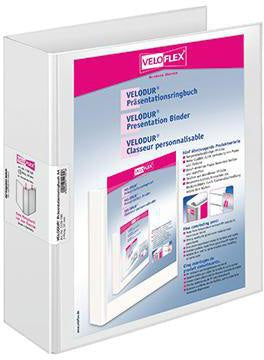 Präsentationsringbuch Veloflex VELODUR® 70mm DIN A4 2 Ringe D-Mechanik Pappe weiß VELOFLEX