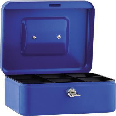 Geldkassette 20 x 9 x 16 cm (B x H x T) 6 Fächer für Hartgeld mit Schloss Stahl blau NEUTRALWARE