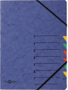 Ordnungsmappe PAGNA EASY DIN A4 225g/m² Pressspankarton Farbe: blau Farbe des Fächerblocks: mehrfarbig 7 Fächer PAGNA