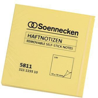 Haftnotiz Soennecken 75 x 75 mm (B x H) gelb 100 Bl SOENNECKEN
