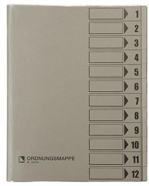 Ordnungsmappe Bene DIN A4 250g/m² Farbe: grau 12 Fächer BENE