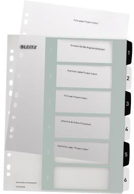 Zahlenregister Leitz WOW DIN A4 Überbreite 1-6 Polypropylen schwarz/weiß LEITZ