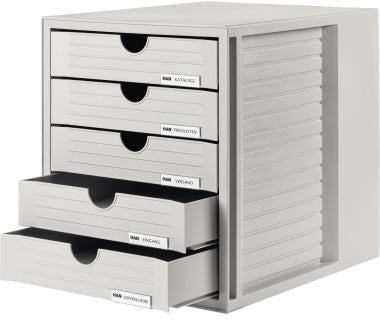 Schubladenbox HAN SYSTEMBOX 5 Schubladen DIN C4 Polystyrol Gehäusefarbe: lichtgrau Farbe der Schublade: lichtgrau HAN