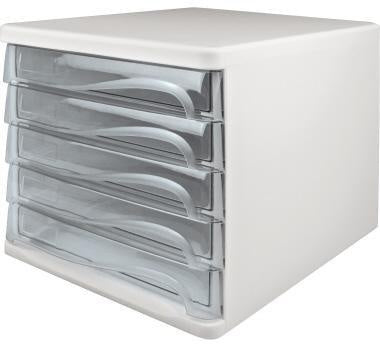 Schubladenbox helit the wave 5 Schubladen DIN A4 DIN C4 Polypropylen/Polystyrol Gehäusefarbe: weiß Farbe der Schublade: