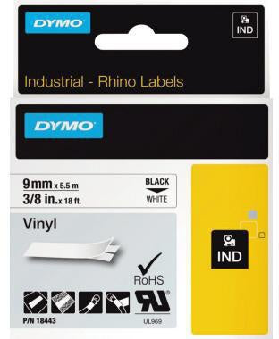 Schriftbandkassette DYMO® IND 9 mm x 55 m (B x L) weiß schwarz DYMO