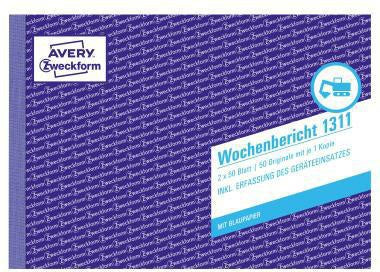 Wochenbericht Avery Zweckform DIN A5 quer nicht selbstdurchschreibend 1 Durchschlag 2 x 50 Bl AVERY ZWECKFORM