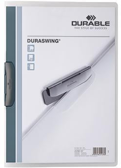 Klemmmappe DURABLE DURASWING® DIN A4 Polypropylen Farbe der Rückseite: transparent/graphit Farbe der Klemme: graphit DURABLE