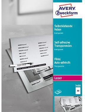 Selbstklebefolie Avery Zweckform DIN A4 140µm stapelverarbeitbar Polyester transparent einseitig beschichtet 100 F