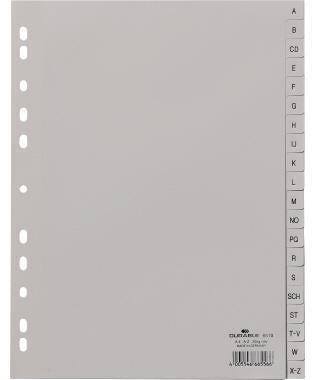 A-Z Register DURABLE DIN A4 Polypropylen grau 20 Registerblätter DURABLE