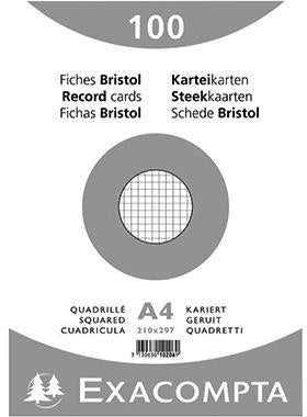 Karteikarte Exacompta DIN A4 kariert weiß 100 St/Pack EXACOMPTA