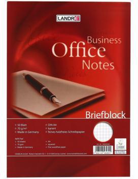 Briefblock Landré Business Office Notes DIN A4 kariert 70g/m² weiß 50 Bl LANDRÉ