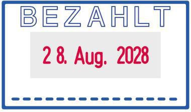 Datumstempel trodat® Printy Dater 4750/L 41 x 24 mm (B x H) BEZAHLT 3 Druckzeilen blau/rot TRODAT – Ansicht 3