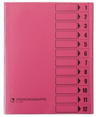 Ordnungsmappe Bene DIN A4 250g/m² Farbe: rosa 12 Fächer BENE