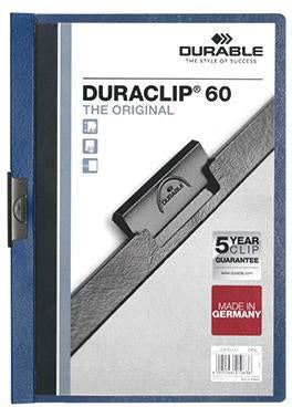 Klemmmappe DURABLE DURACLIP® 60 DIN A4 Hartfolie Farbe der Rückseite: dunkelblau Farbe der Klemme: schwarz DURABLE