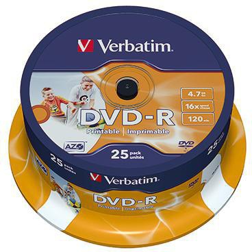 DVD-R Verbatim 120min 47Gbyte 16x 25 St/Pack VERBATIM