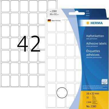 Universaletikett HERMA 16 x 22 mm (B x H) nicht wieder ablösbar Papier weiß 1344 Etik/Pack HERMA