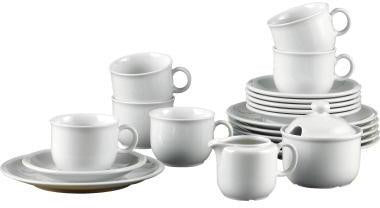 Kaffeeservice Seltmann weißen Compact 6 x Tassen Untertassen Kuchenteller 1 x Zuckerdose 1 x Sahnegießer Porzellan weiß 20