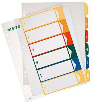 Zahlenregister Leitz DIN A4 Überbreite 1-6 Polypropylen mehrfarbig LEITZ