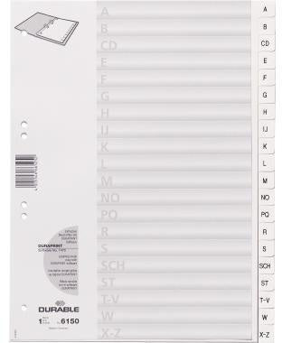 A-Z Register DURABLE DIN A4 Polypropylen weiß 20 Registerblätter DURABLE