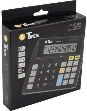 Tischrechner TWEN J 1200 Solar 149 x 25 x 144 mm (B x H x T) Solar-Energie Batterie schwarz TWEN