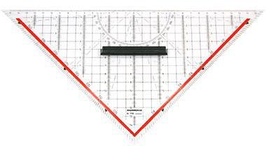 Geometriedreieck RUMOLD 325cm mit farbig hinterlegten Winkelgraden mit Griff Kunststoff transparent RUMOLD