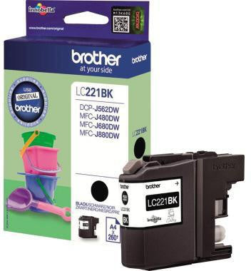 Tintenpatrone Brother Originalzubehör LC-221BK ca 260 Seiten schwarz 118ml BROTHER