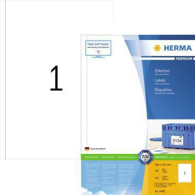Universaletikett HERMA PREMIUM 200 x 297 mm (B x H) nicht wieder ablösbar Papier weiß 100 Etik/Pack HERMA