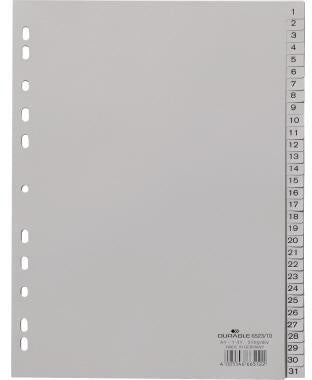 Zahlenregister DURABLE DIN A4 1-31 Polypropylen grau DURABLE DIN A4 1-31 Polypropylen grau DURABLE