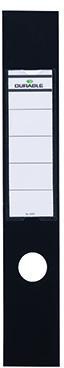 Ordnerrückenetikett DURABLE ORDOFIX® breit/lang 60 x 390 mm (B x H) selbstklebend mit Griffloch schwarz 10 Etik/Pack DURABLE