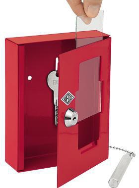 Schlüsselschrank WEDO® 12 x 15 x 4 cm (B x H x T) inkl Klöppel 2 Schlüsseln Stahlblech pulverbeschichtet rot WEDO – Ansicht 3