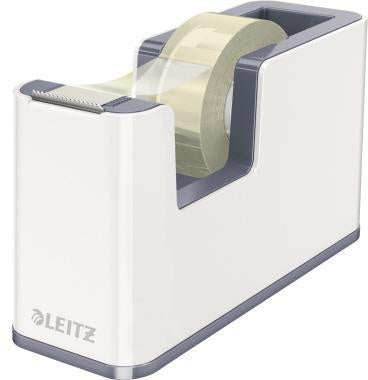 Tischabroller Leitz WOW Duo Colour 19 mm x 33 m (B x L) inkl 1 Rolle Klebeband mit Lösungsmittel grau/weiß LEITZ