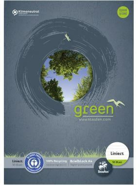 Briefblock Staufen Green DIN A4 liniert 70g/m² blau premiumweiß 50 Bl STAUFEN